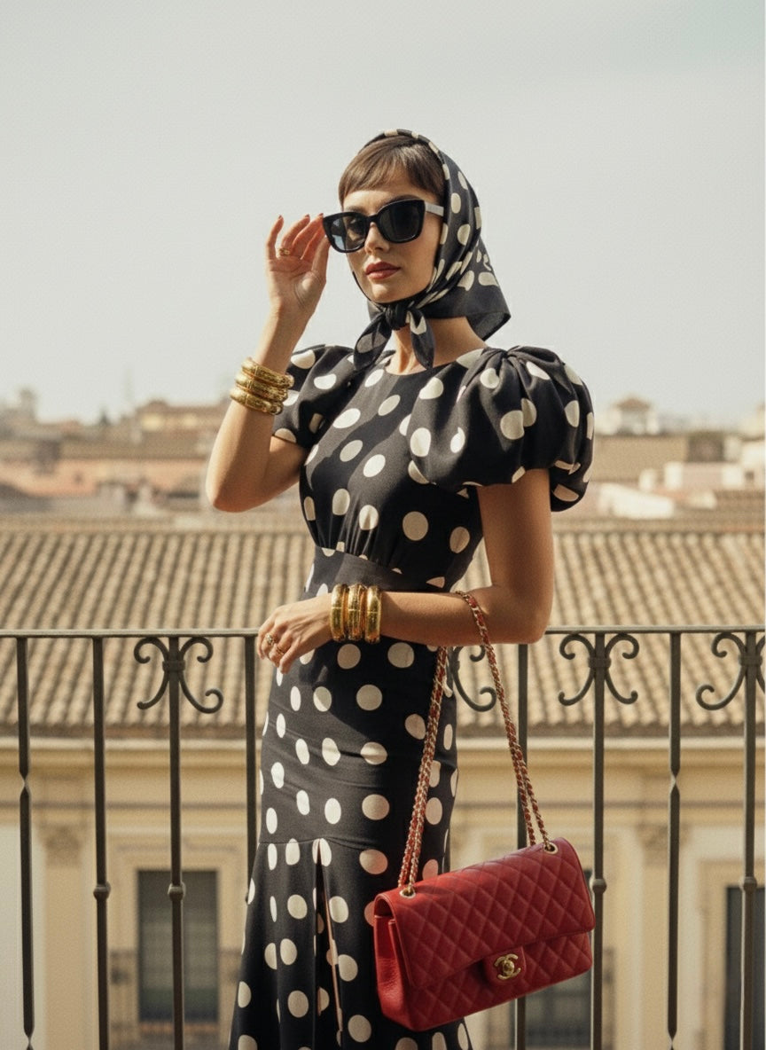 Paris Polka Dots Midi Dress