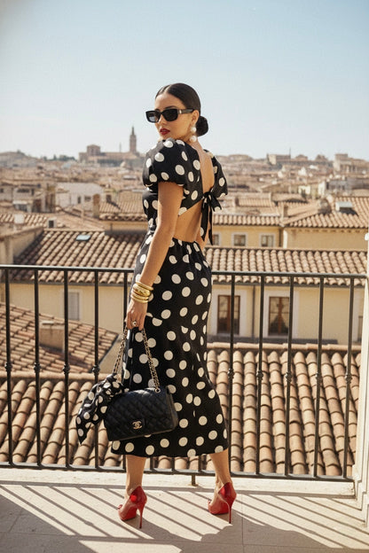 Paris Polka Dots Midi Dress