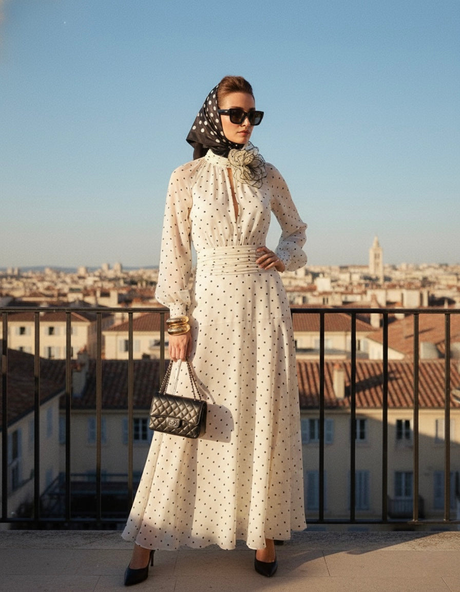 Bonjour Flowy Polka dot Maxi