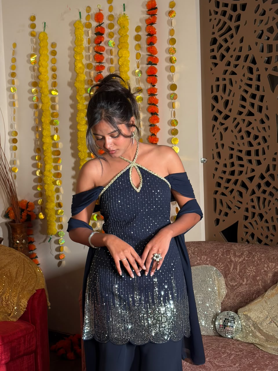 Tara Halter kurti Set