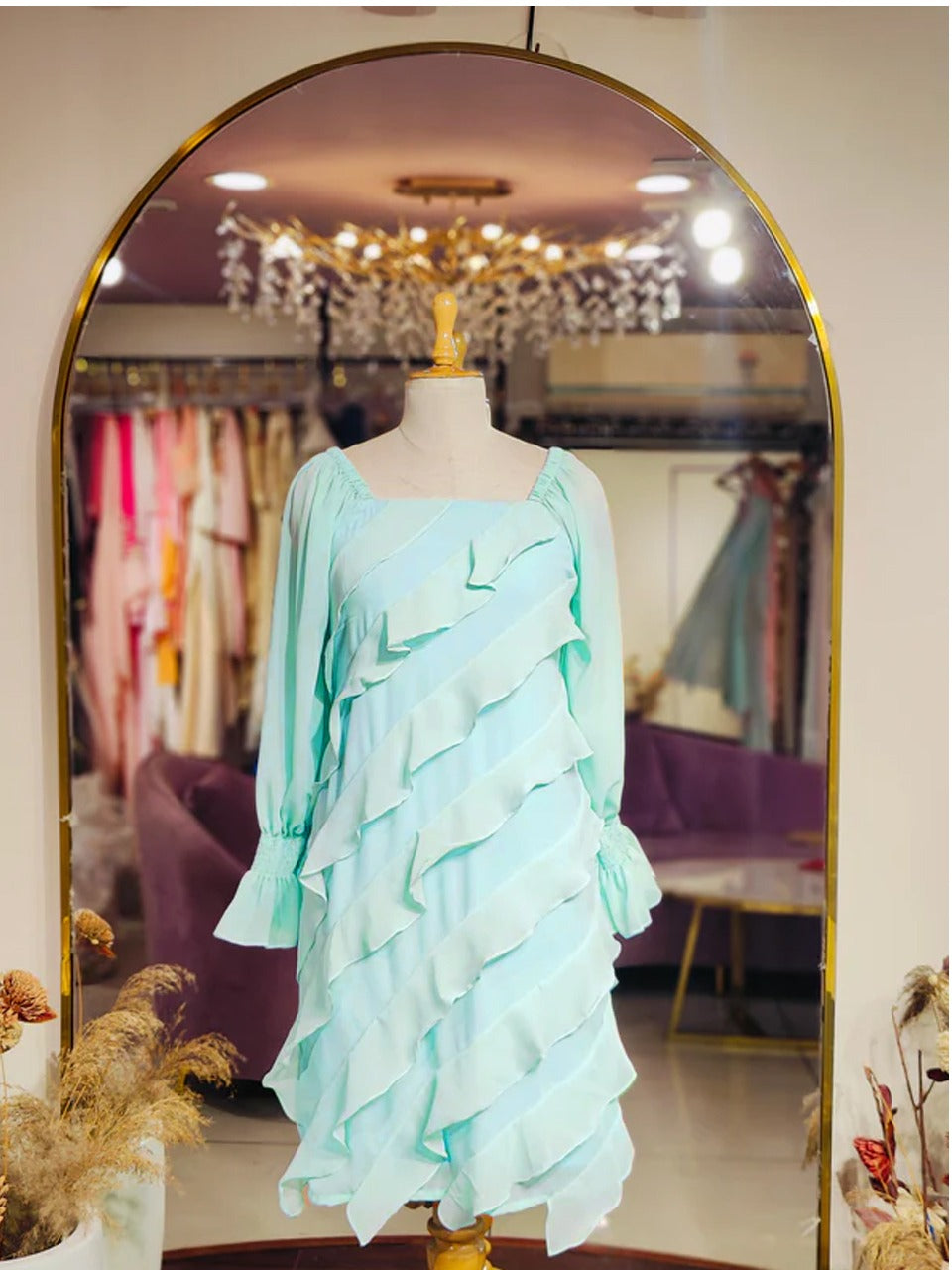 Tangerine Short Ruffle Dress