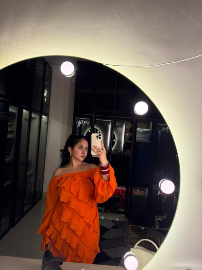 Tangerine Short Ruffle Dress