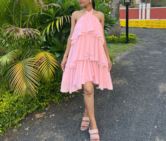 Blush jazz ruffle dress