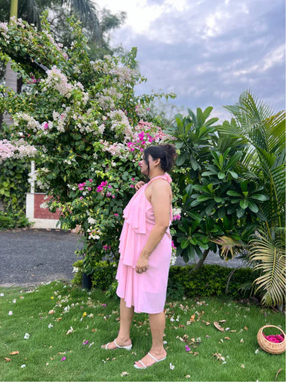 Blush jazz ruffle dress