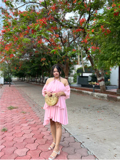 Blush jazz ruffle dress
