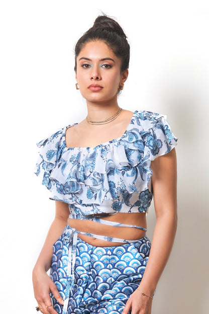 Leila printed ruffle top