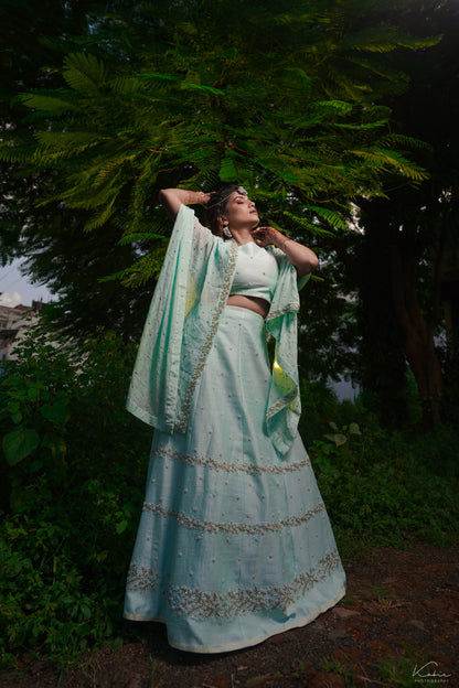 Aqua Serene lehenga with jacket