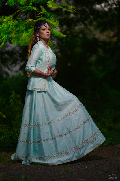 Aqua Serene lehenga with jacket