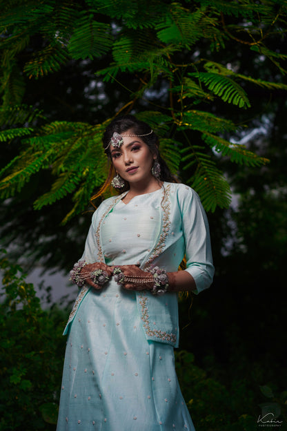Aqua Serene lehenga with jacket