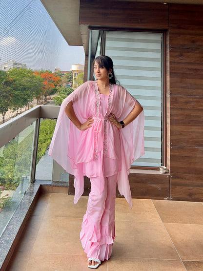 Prism Pink kaftan cape set