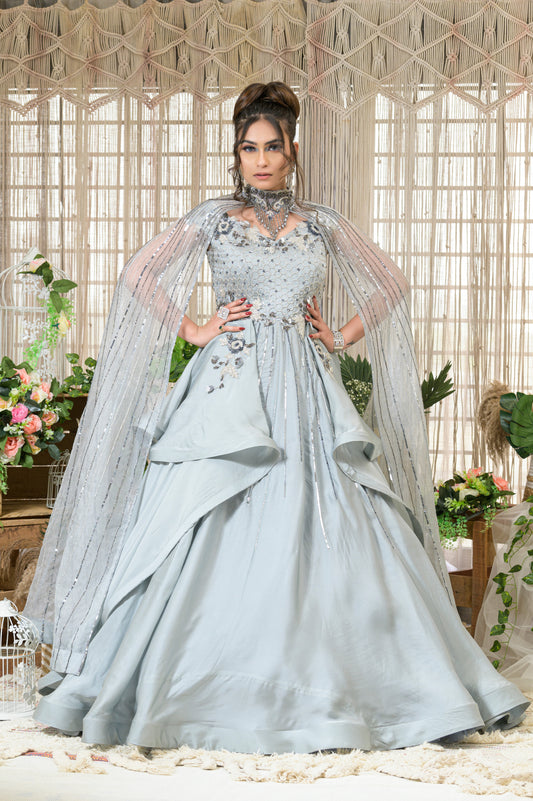 ISA silver ball gown