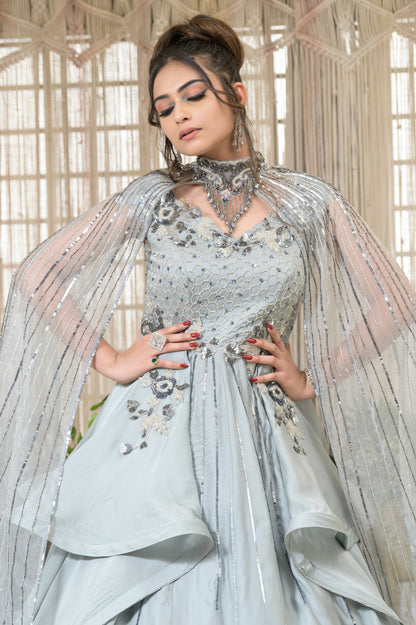 ISA silver ball gown