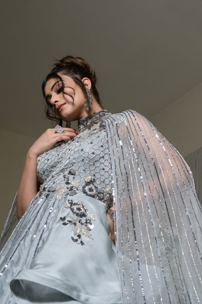 ISA silver ball gown