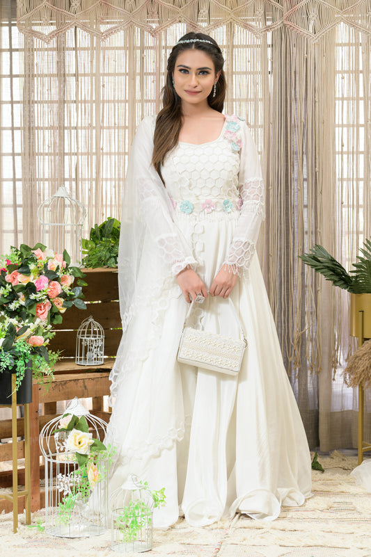 JASMINE- white anarkali