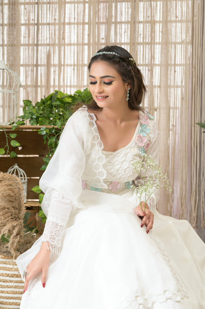 JASMINE- white anarkali