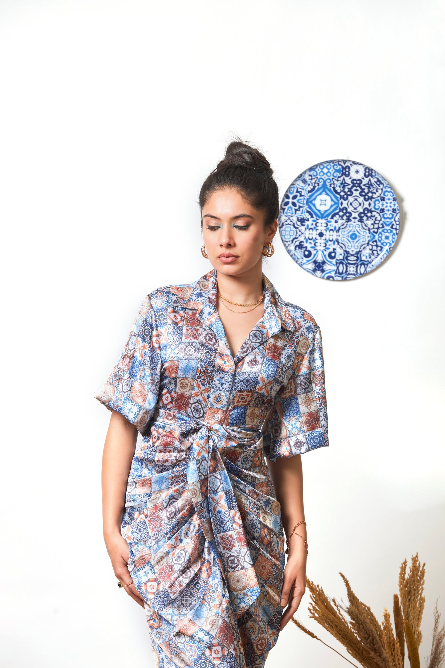 Noor printed shirt dress