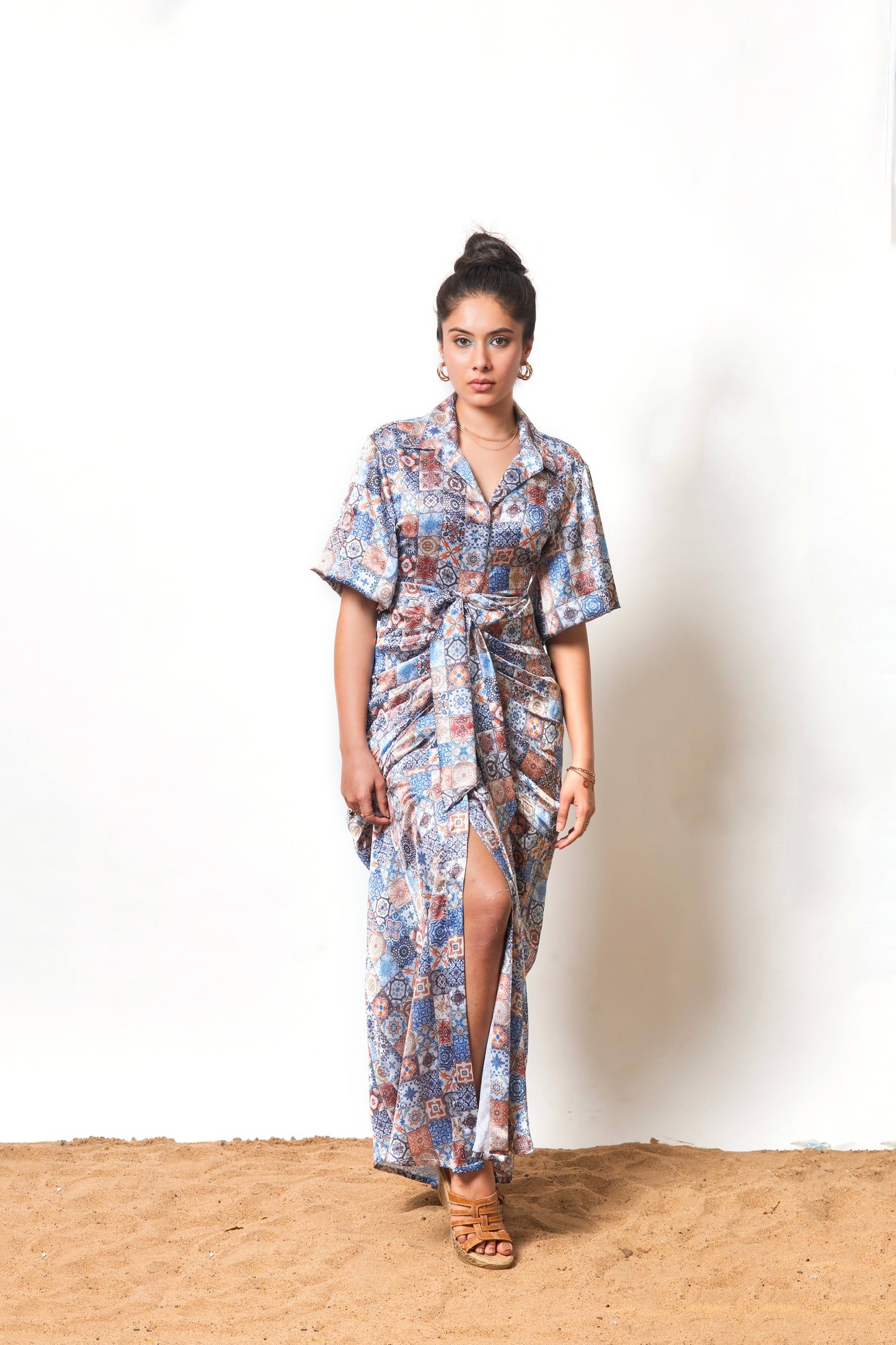 Noor printed shirt dress