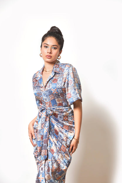 Noor printed shirt dress