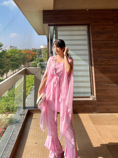 Prism Pink kaftan cape set