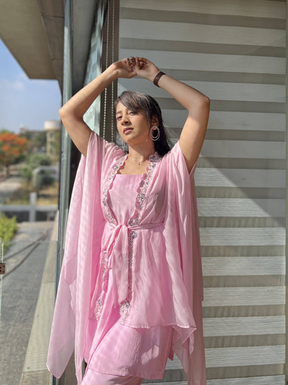 Prism Pink kaftan cape set