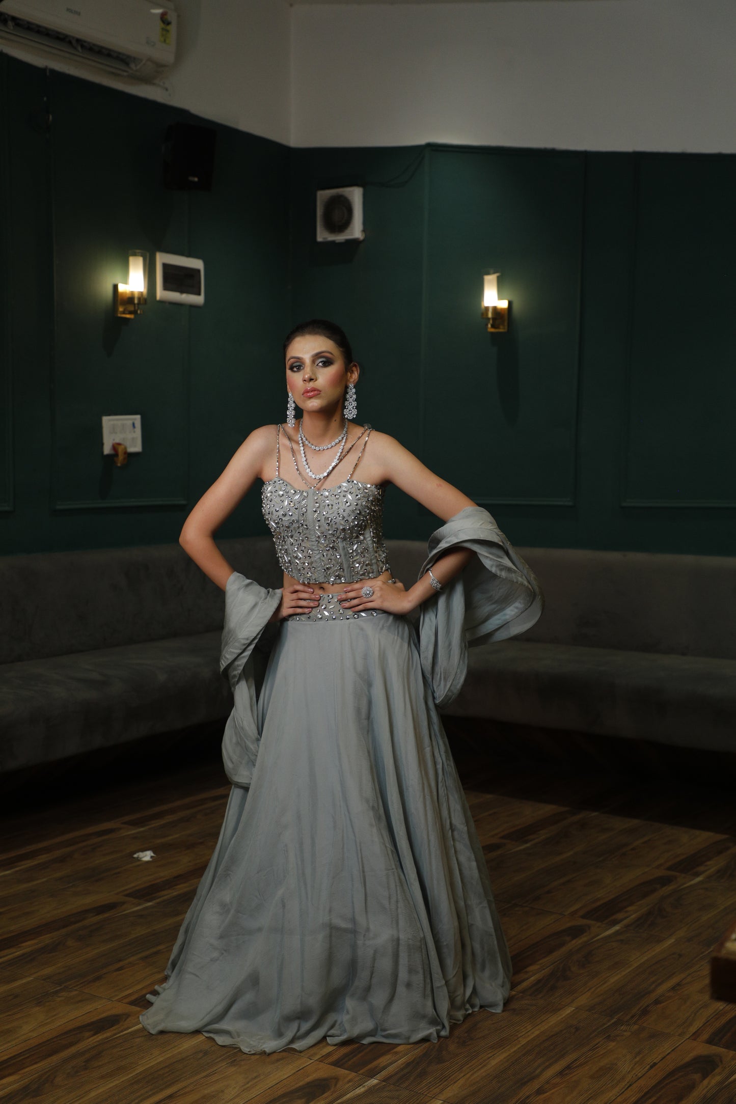 Sterling grey corset with skirt