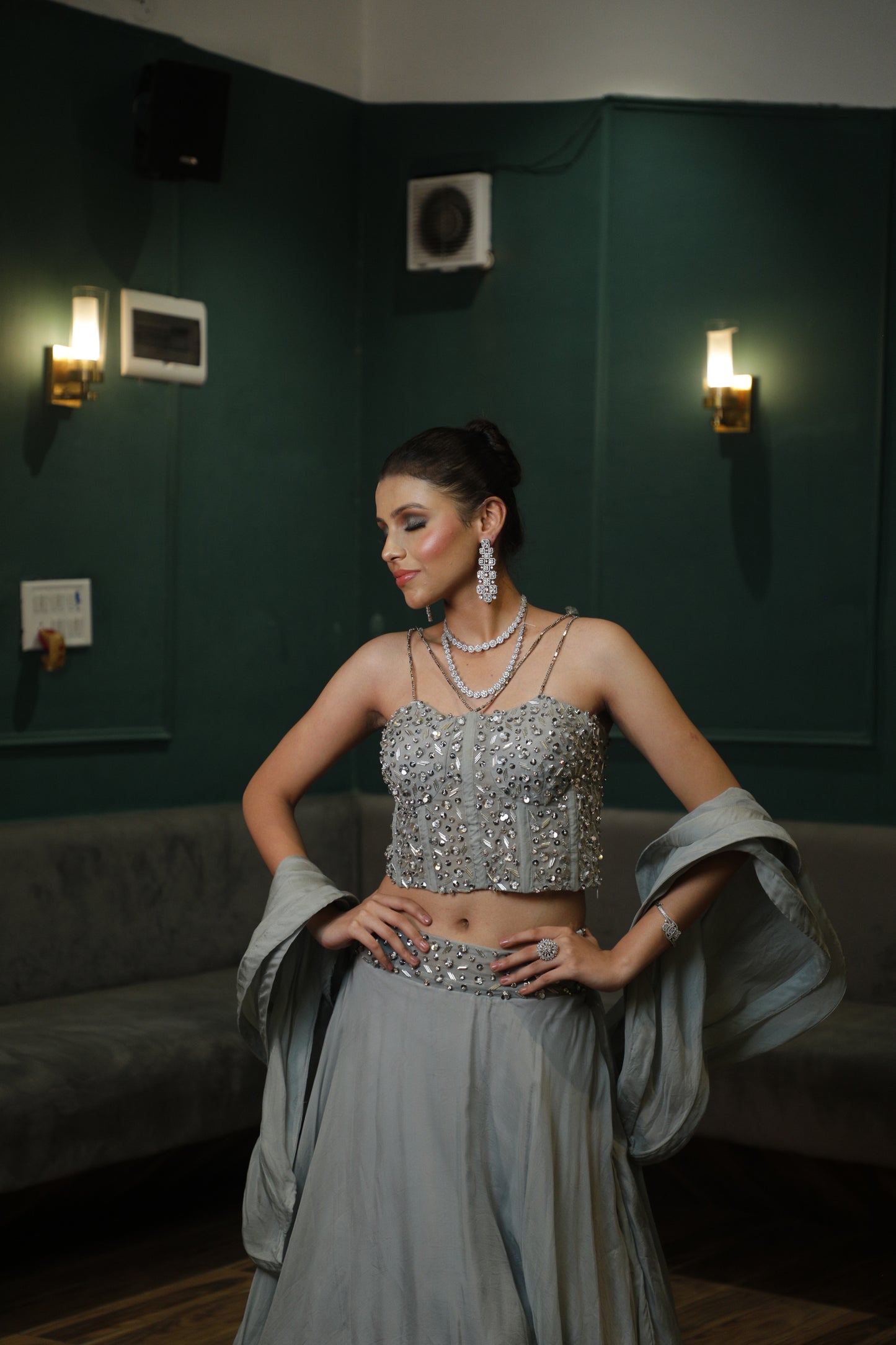 Sterling grey corset with skirt