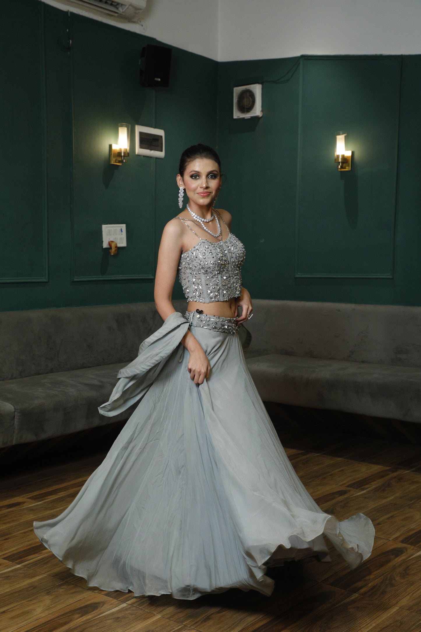 Sterling grey corset with skirt