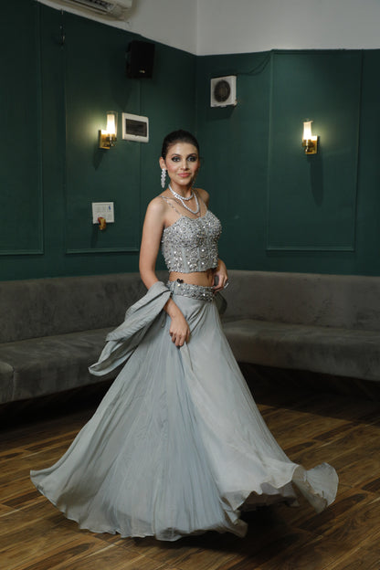 Sterling grey corset with skirt