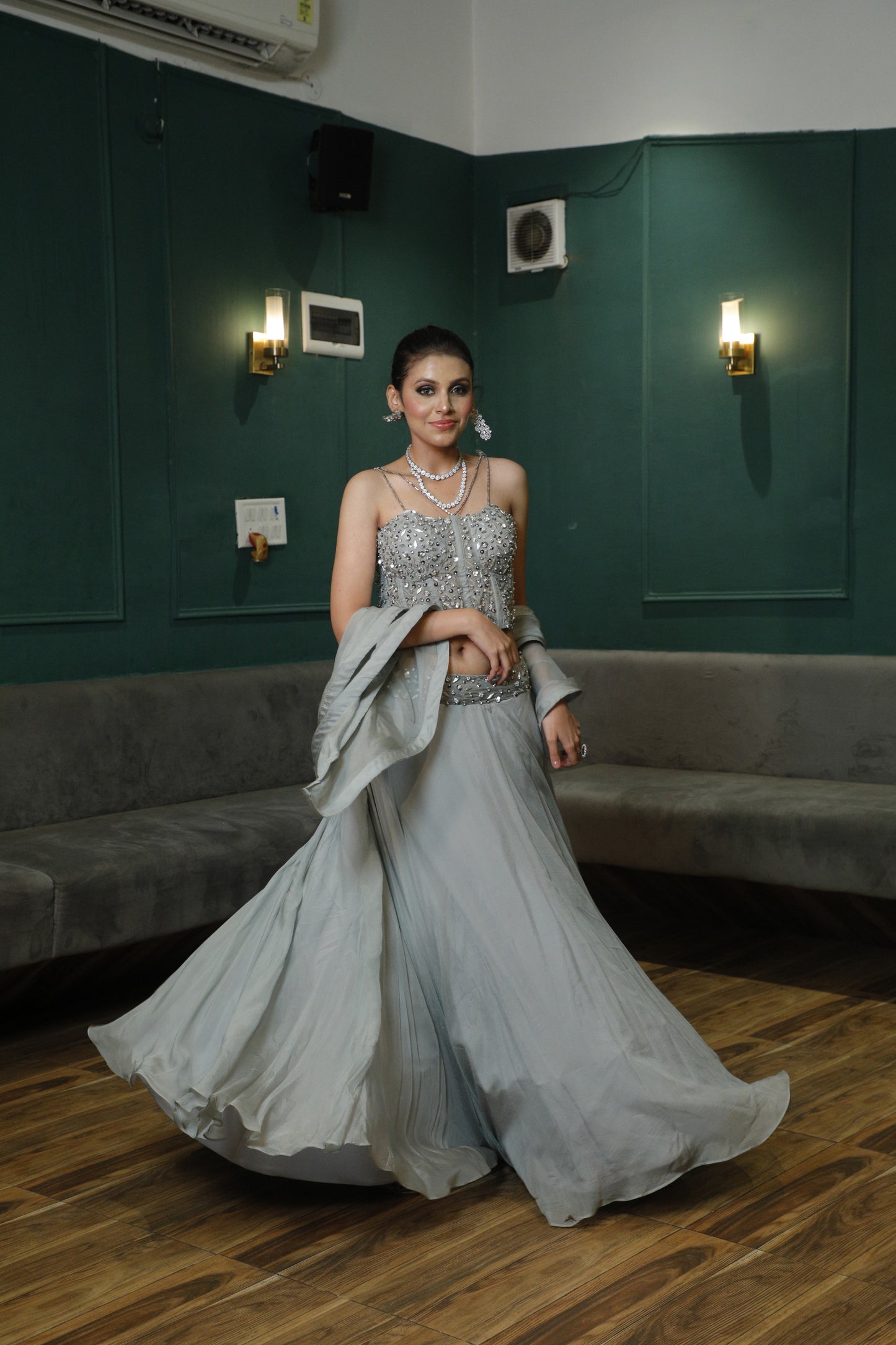 Sterling grey corset with skirt