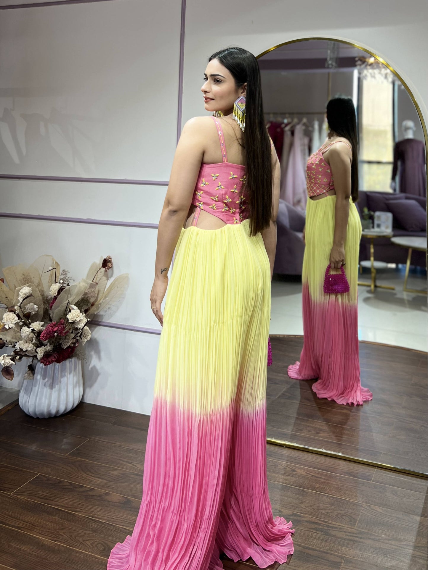 Yellow and pink ombre jumpsuit