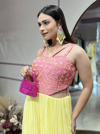 Yellow and pink ombre jumpsuit