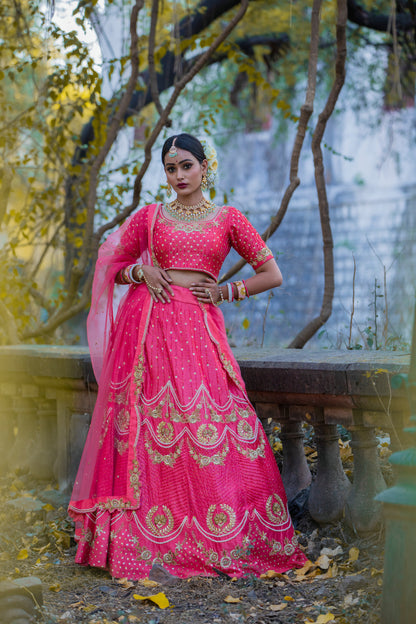 Urban red embellished lehenga