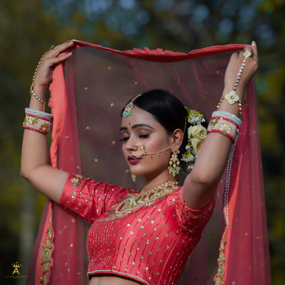 Urban red embellished lehenga