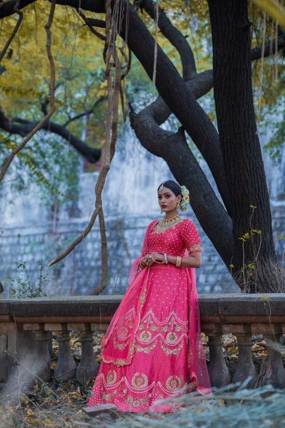 Urban red embellished lehenga